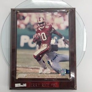 Jerry Rice #80 San Francisco 49ers Photo Plaque NFL Wall Hanging 10 x13 *FLAW